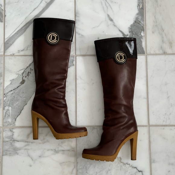 Brown Leather Christian Dior High Heeled Boots